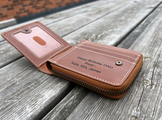 Handmade Men’s Women’s RFID Real Leather Wallet | Pure Leather Zipper Wallet | Anniversary, Christmas, Birthday Gift, Gift Boxed & Bagged