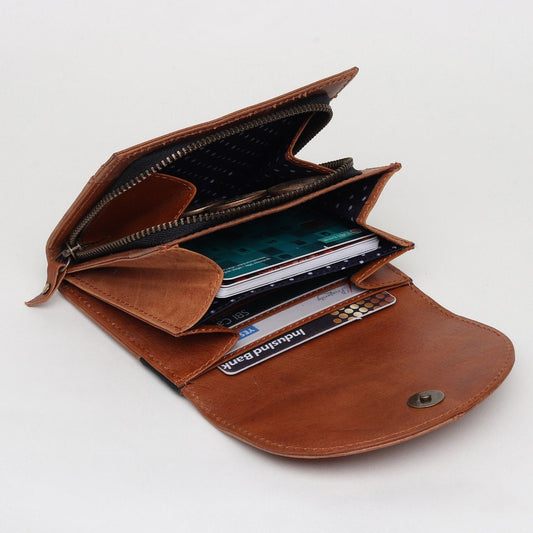Handmade Real Leather Wallet for Women | RFID Safe Rustic Look Women's Clutch | Gift Bagged