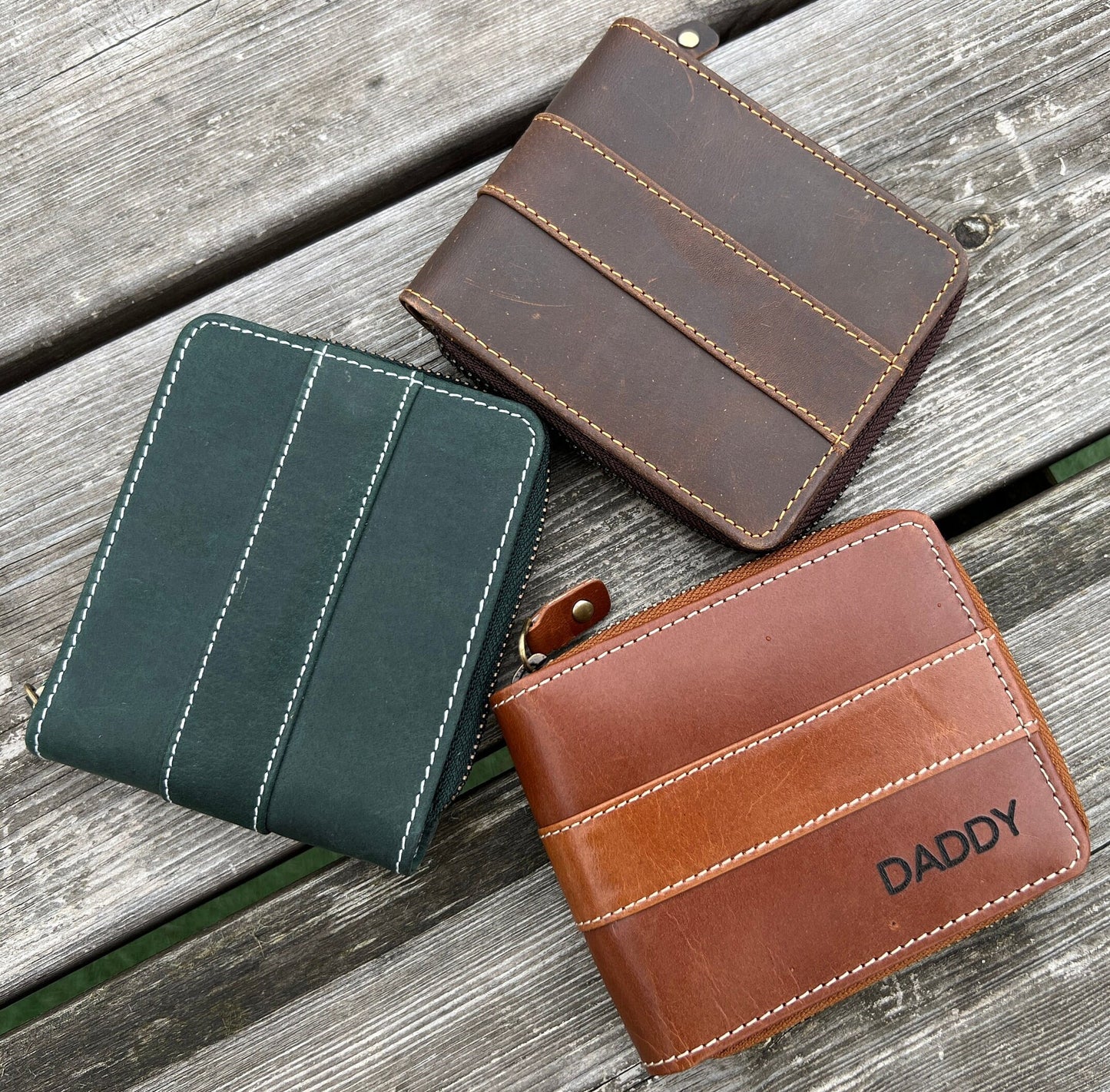 Handmade Men’s Women’s RFID Real Leather Wallet | Pure Leather Zipper Wallet | Anniversary, Christmas, Birthday Gift, Gift Boxed & Bagged