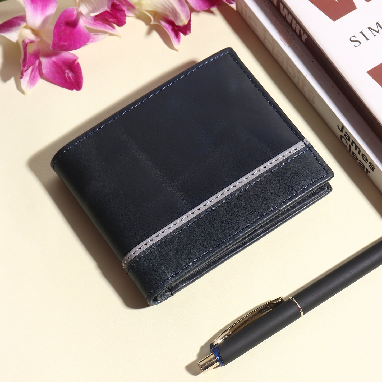 Handmade Navy Blue Real Leather Wallet for Men | Personalised Gift For Dad | Christmas Gift for Son | Birthday, Anniversary Gift For Men