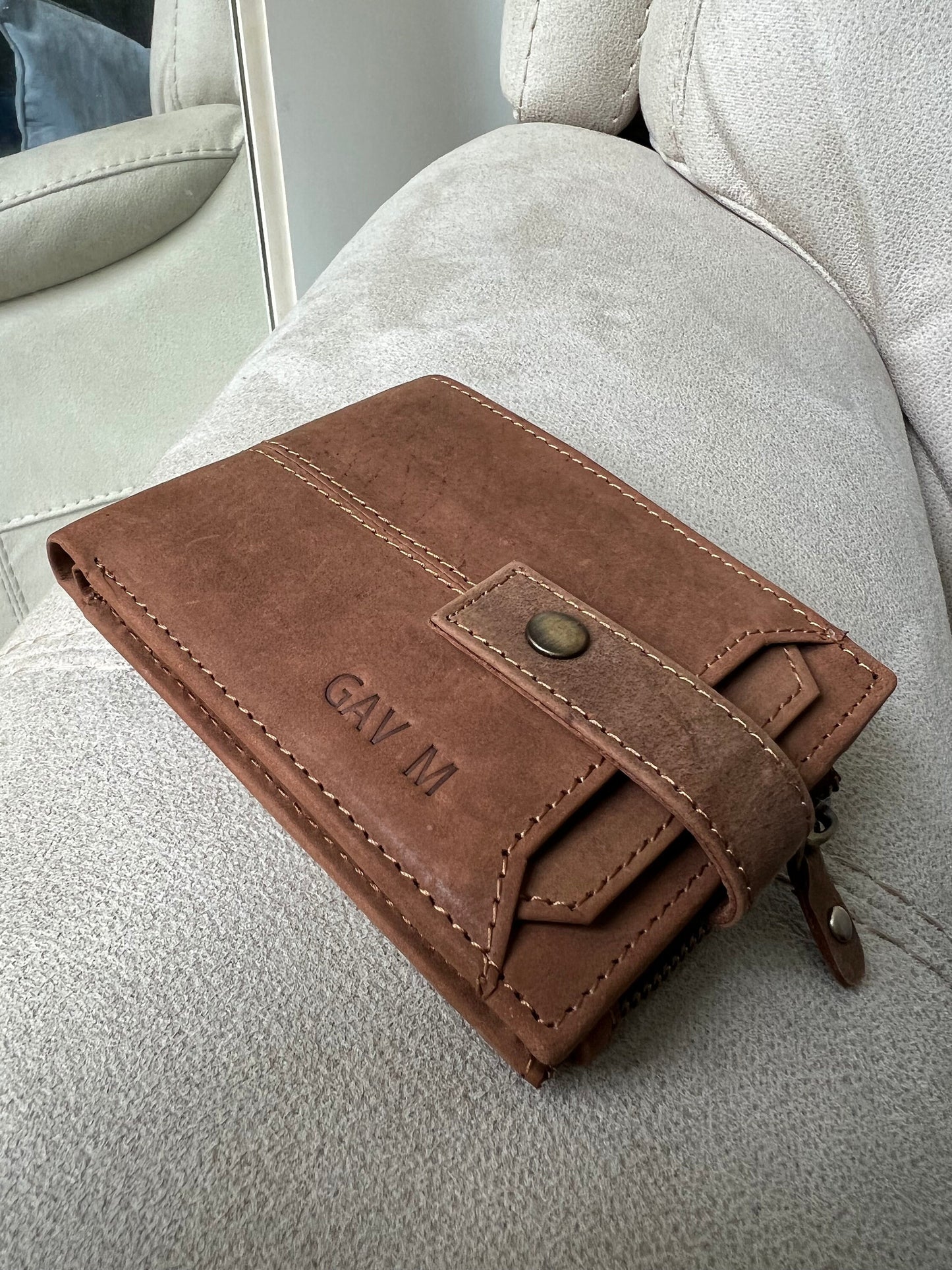 Personalised RFID Safe Men Women Leather Wallet | Zip Handmade Wallet | Anniversary Birthday Gift | Father's Day Gift