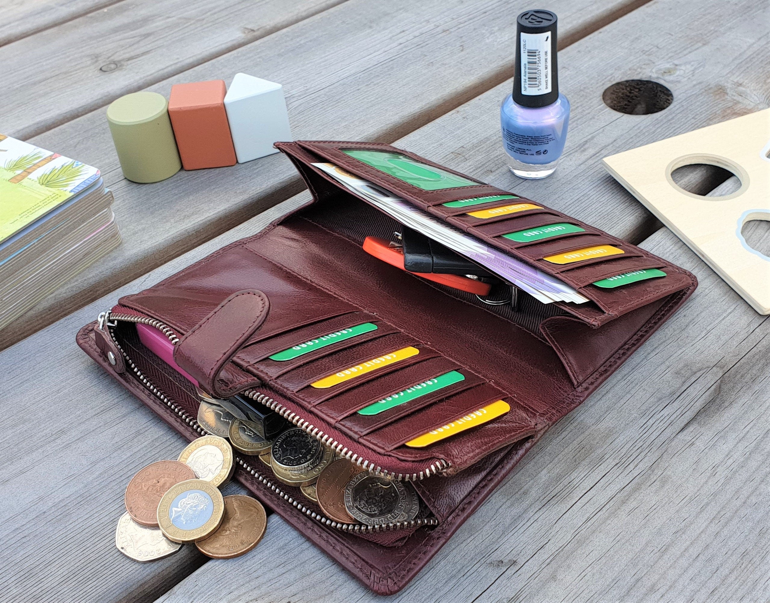 Personalised RFID Safe Brown Leather Women's Girl Purse ClutchHandmade Leather Wallet for Women Girl | Female Long Wallet | Best for Gift