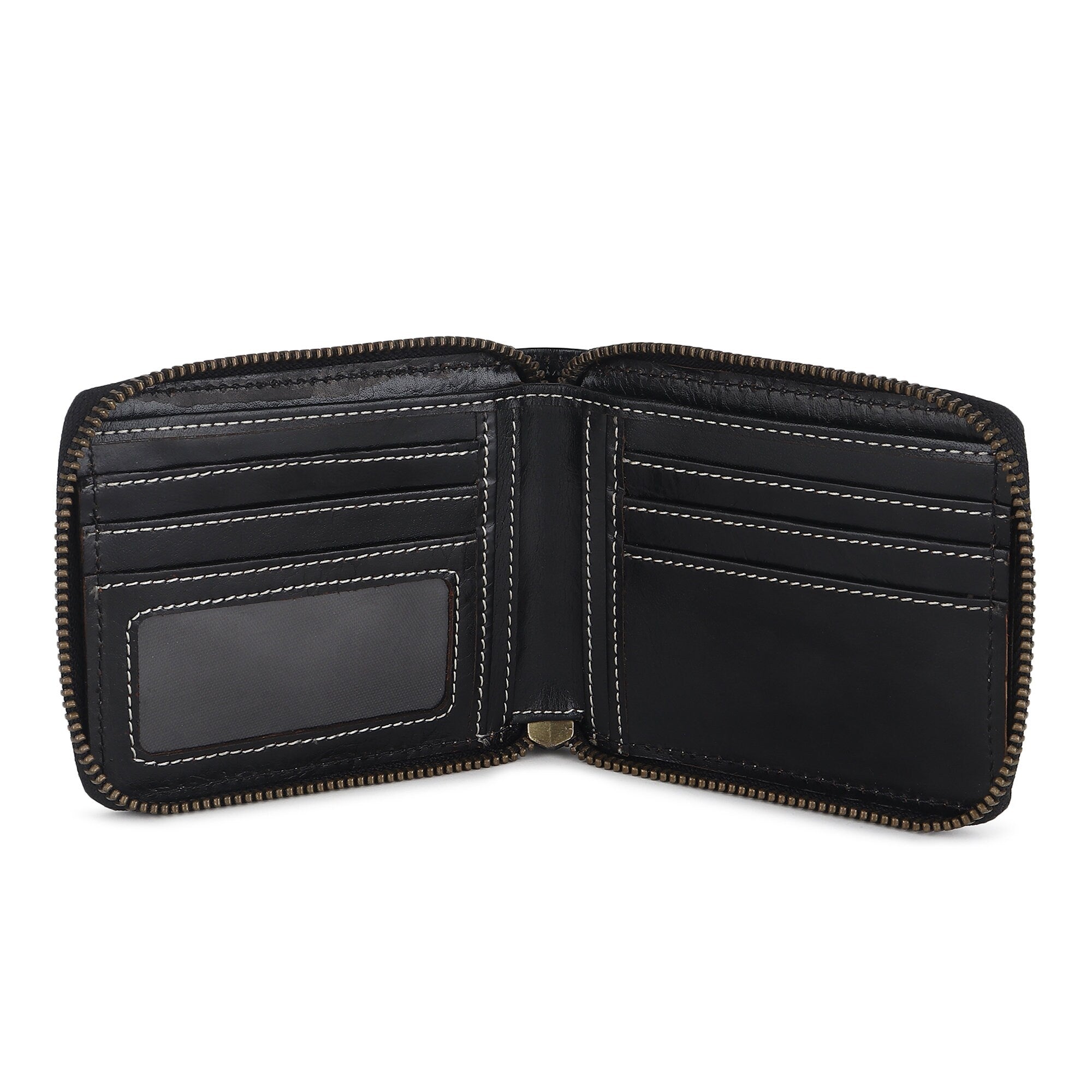 Personalised Black Round zipper Wallet for Men | Christmas Gift for Dad, Groomsmen Gift , Birthday Gift For Husband | Gift Boxed & Gift Bag