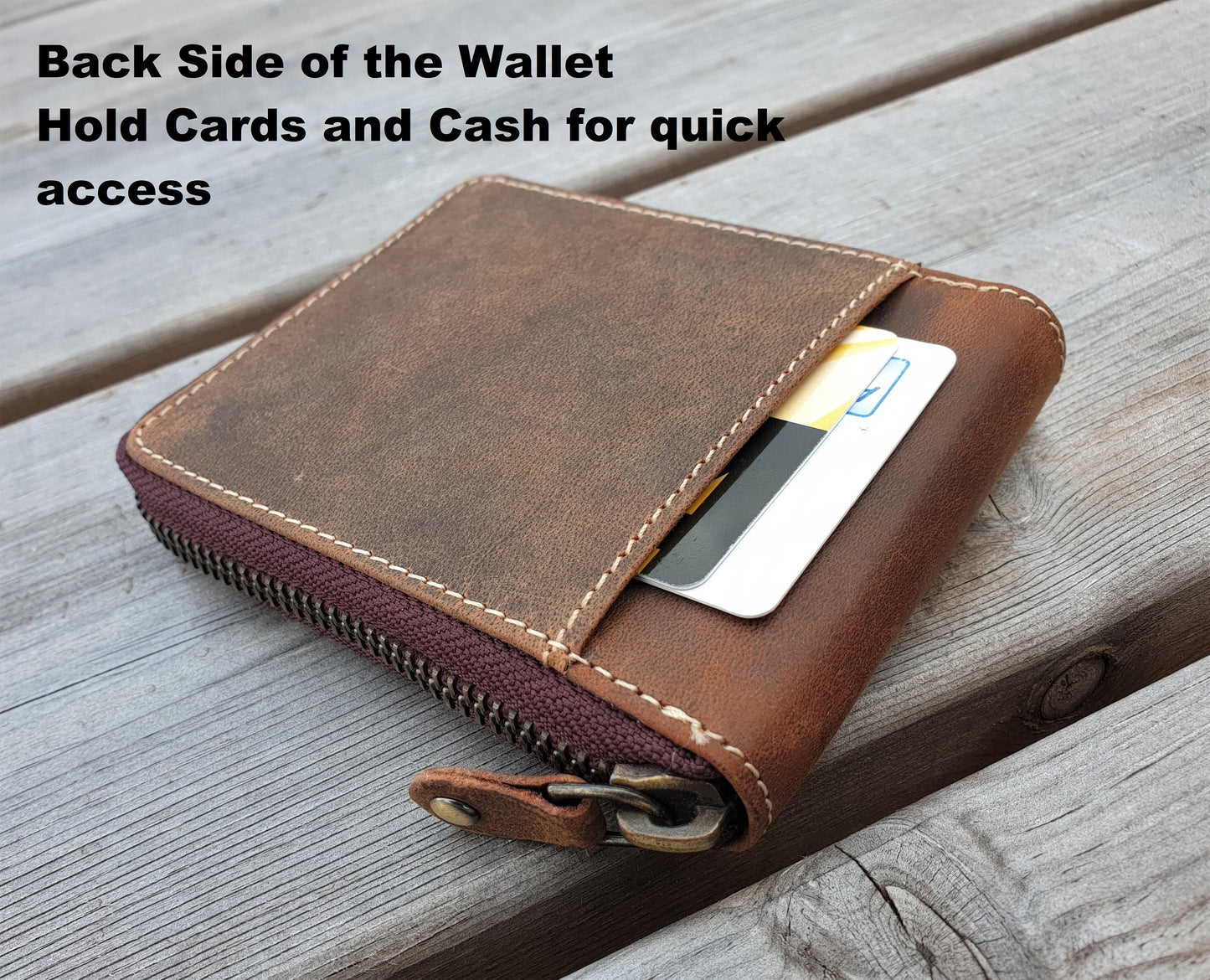 Handmade 100% Original Leather RFID High Quality Genuine Leather Coin Pocket Credit Card Round Zip Closure Wallet, Personalised Wallet