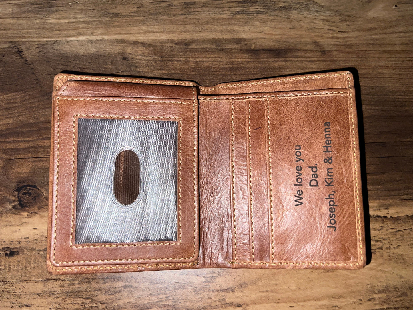 Personalised Handmade Mens Wallet | Real Leather Small Wallet | Engrave Name Message and Photo On the Wallet | Gift For Dad | Groomsmen Gift
