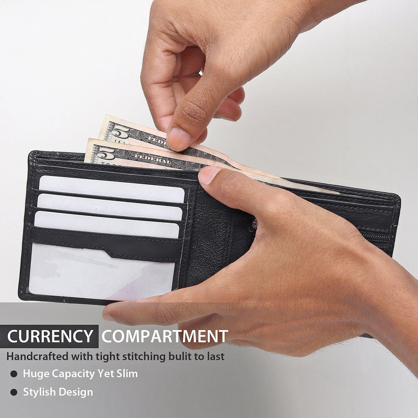 Handmade Stitched Real Leather Wallet | Soft Leather Wallet | Personalised with Name or Initials Perfect Gift Wallet | Gift Boxed