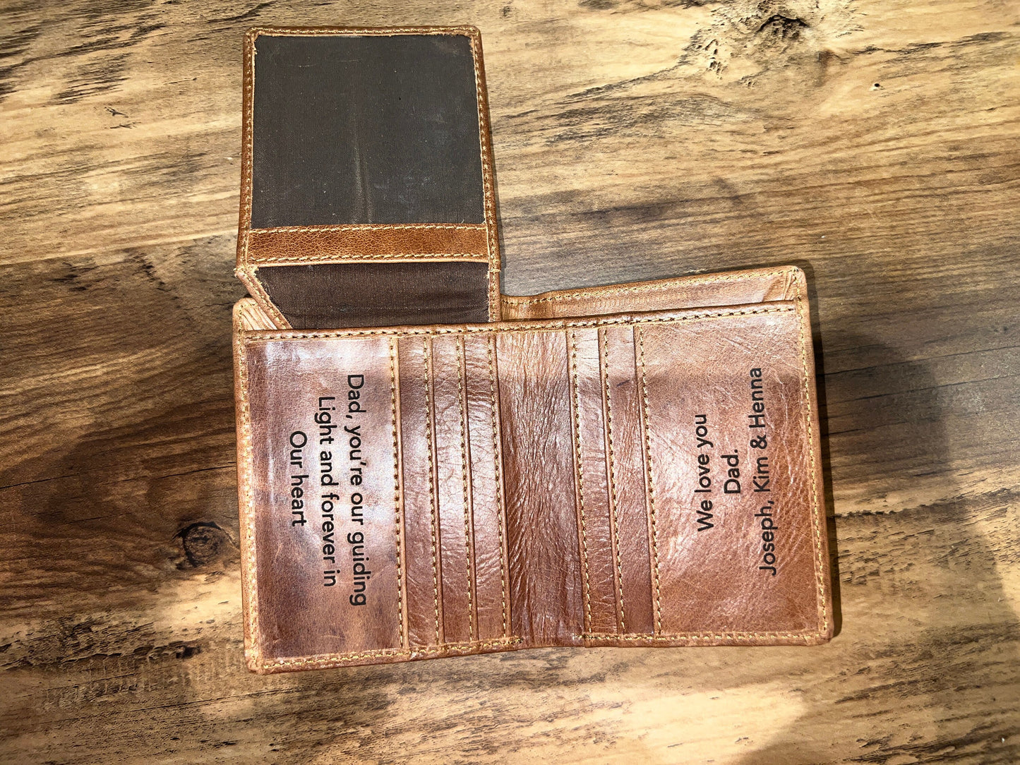 Personalised Handmade Mens Wallet | Real Leather Small Wallet | Engrave Name Message and Photo On the Wallet | Gift For Dad | Groomsmen Gift