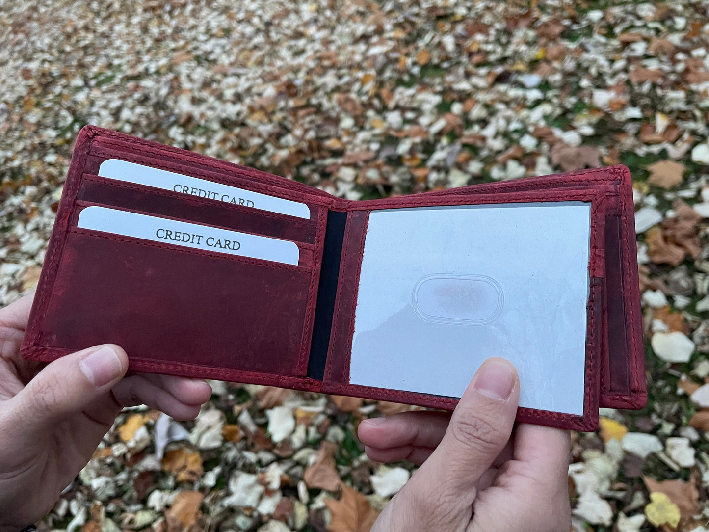 Handmade Full Grain Leather Wallet For Men and Women | Military Green, Ox Blood Red Compact Wallet | Perfect For Gift