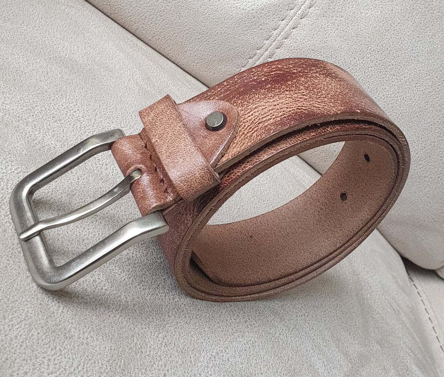 Personalised Hand stitched Full Grain Men's Leather Belt | 100% Real Leather Belt For Men | 40 mm Wide | Alloy Buckle | Handmade Gift Bag