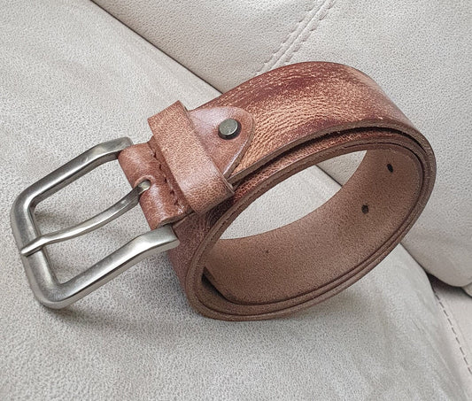 Personalised Hand stitched Full Grain Men's Leather Belt | 100% Real Leather Belt For Men | 40 mm Wide | Alloy Buckle | Handmade Gift Bag