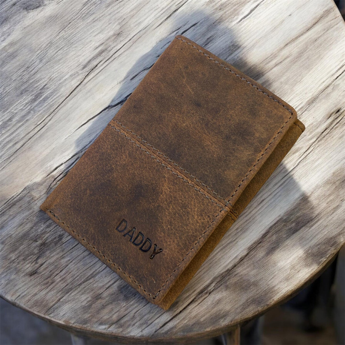 Personalised Men's Wallet | Real Leather Wallet For Men | Trifold Aged Leather Wallet | Anniversary Gift, Father's Day Gift | Christmas Gift