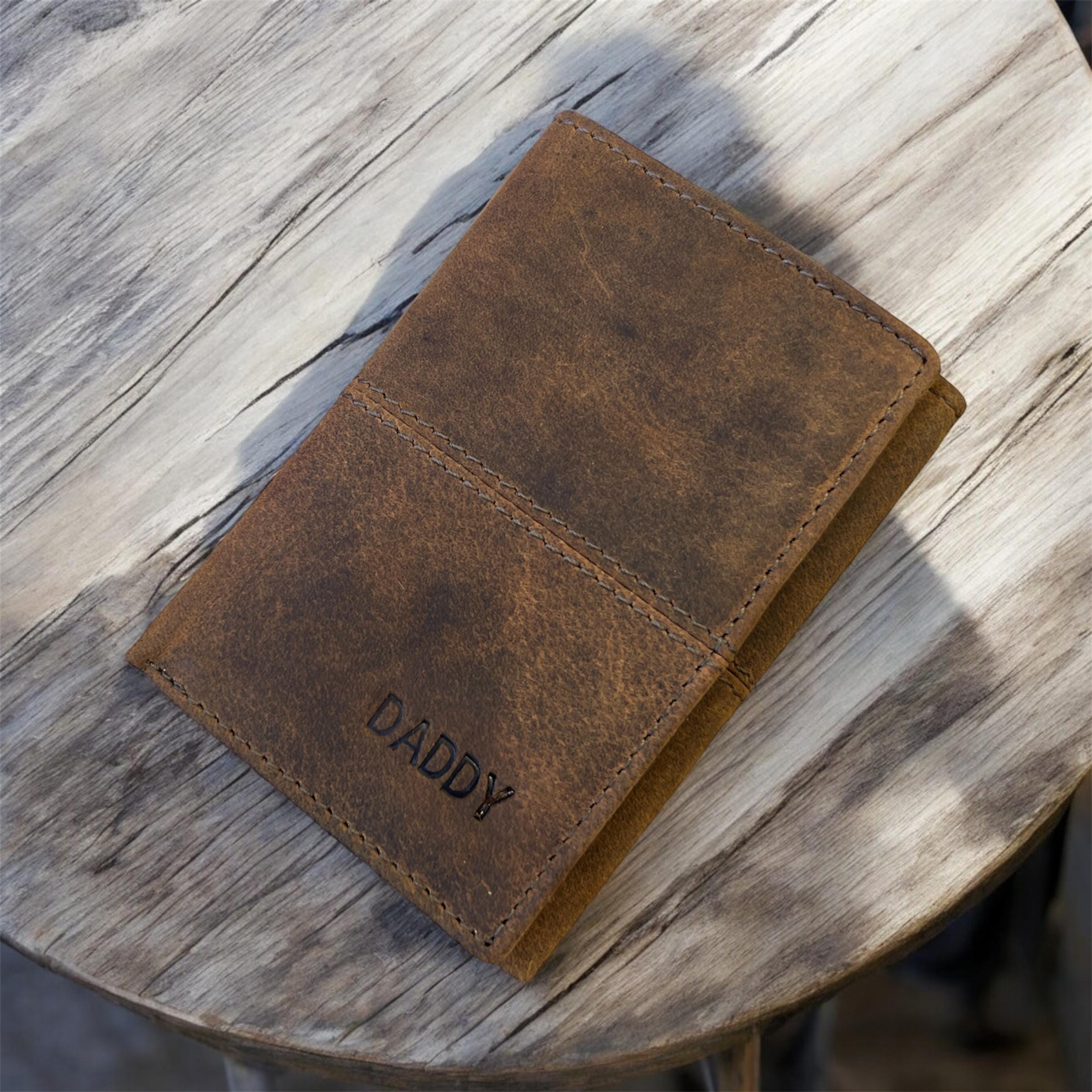 Personalised Men's Wallet | Real Leather Wallet For Men | Trifold Aged Leather Wallet | Anniversary Gift, Father's Day Gift | Christmas Gift