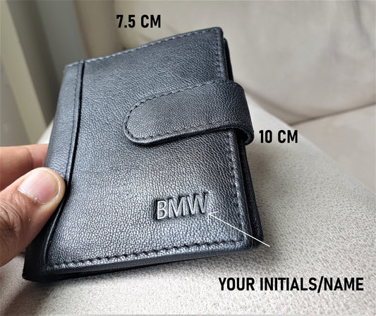 Personalised Men Girls Black 100% Real Leather Credit Card Wallet, Soft Leather Card Holder, RFID Safe Super Strong Removable Sleeve Wallet