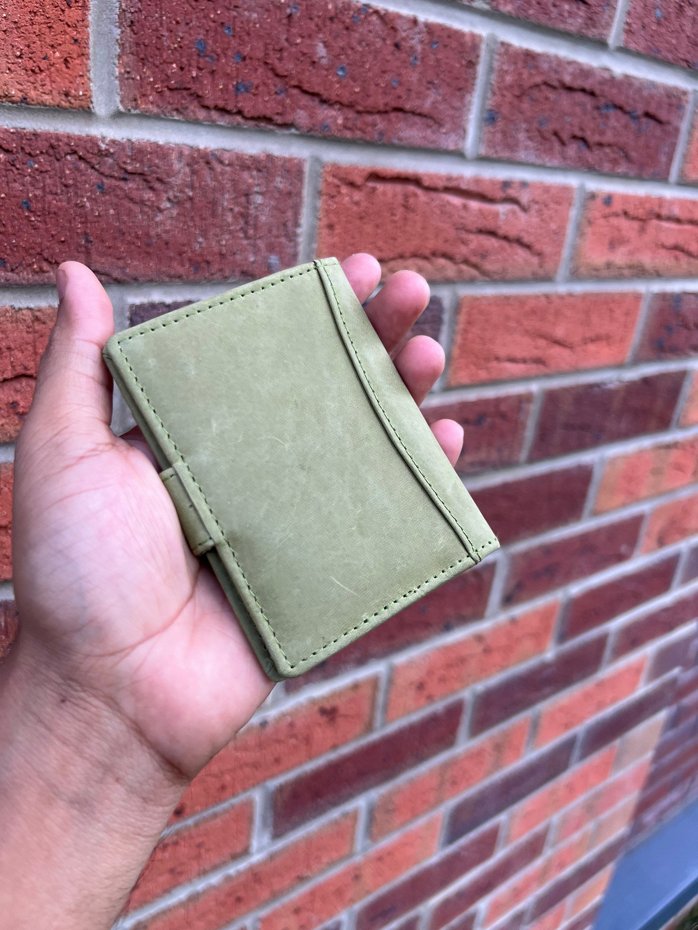 Personalised Green Leather RFID Credit Card Holder Takes upto 18 Cards, Embose Initials/Name, Perfect For Gift