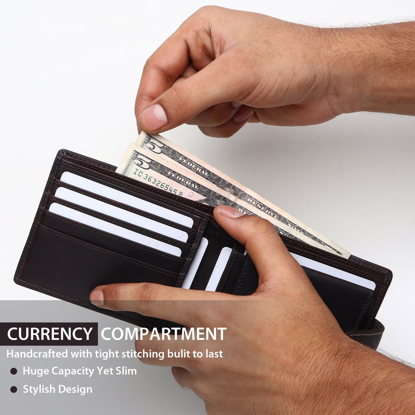 Personalised Christmas Gift For Father Brother Son Husband | Custom Engraved Real leather Wallet For Men | Birthday Anniversary Gift For Men