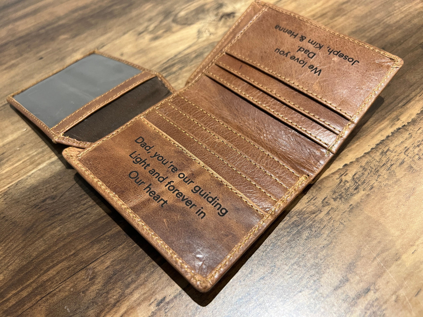 Personalised Handmade Mens Wallet | Real Leather Small Wallet | Engrave Name Message and Photo On the Wallet | Gift For Dad | Groomsmen Gift