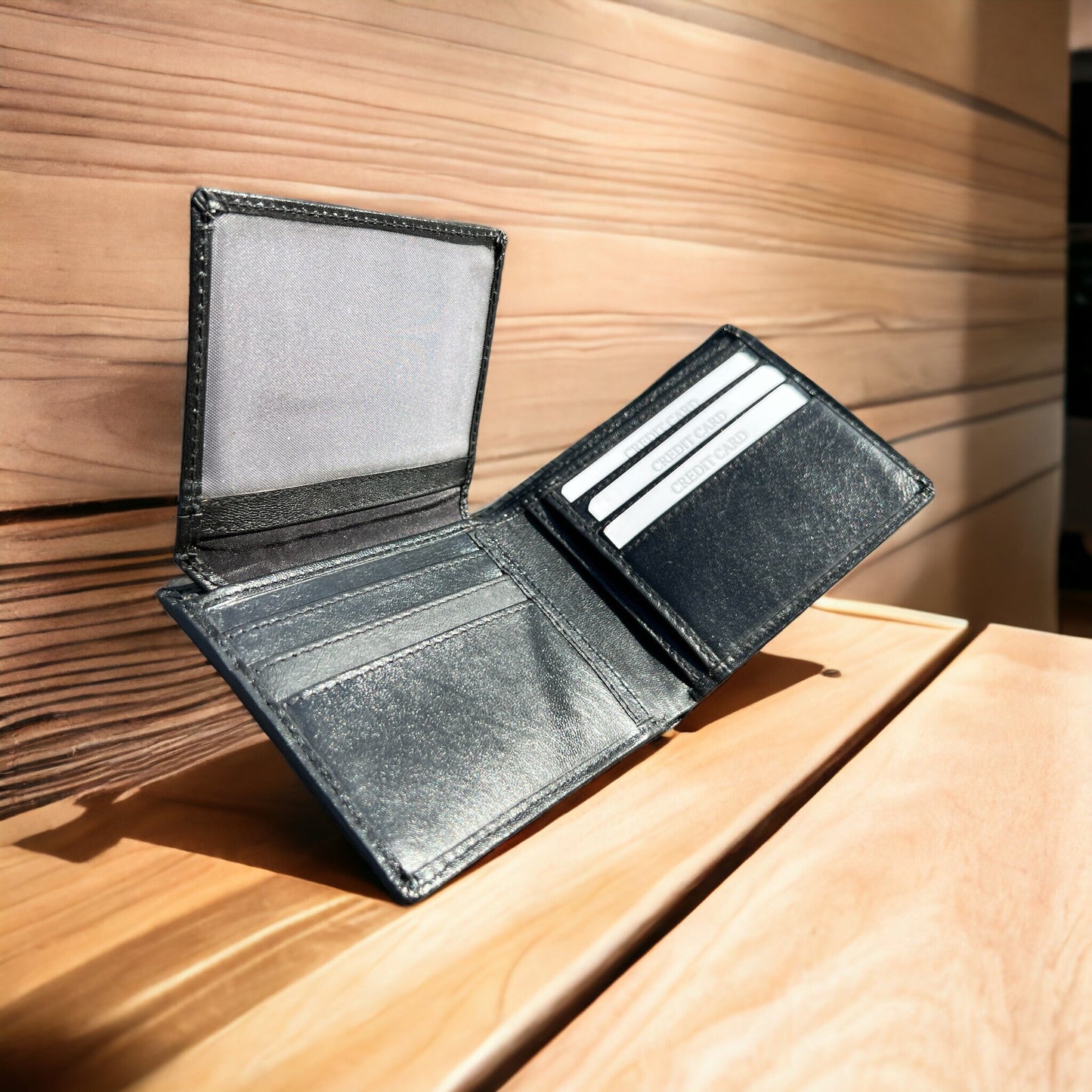 Personalised Black Soft Leather Wallet | Gift For Dad | Perfect Gift For Husband, Low Price High Quality Christmas Gift For Men, Gift Bagged