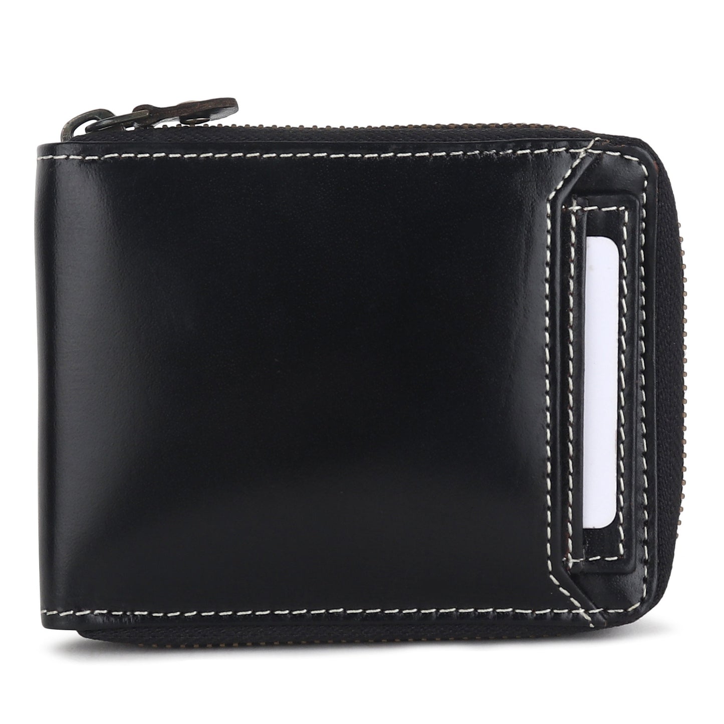 Personalised Black Round zipper Wallet for Men | Christmas Gift for Dad, Groomsmen Gift , Birthday Gift For Husband | Gift Boxed & Gift Bag