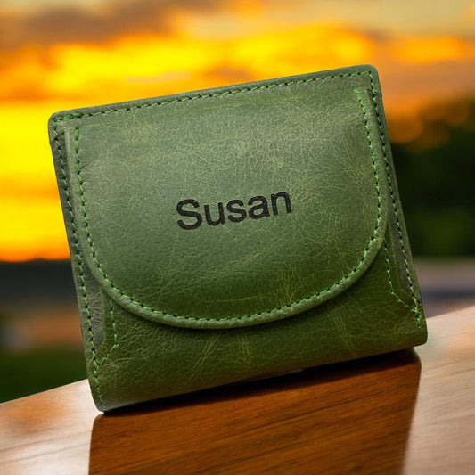 Personalised Leather Wallet For Girls Women, Custom Engraved Cute Mini Coin Purse, The Practical Wallet | Christmas, Birthday Gift For Her