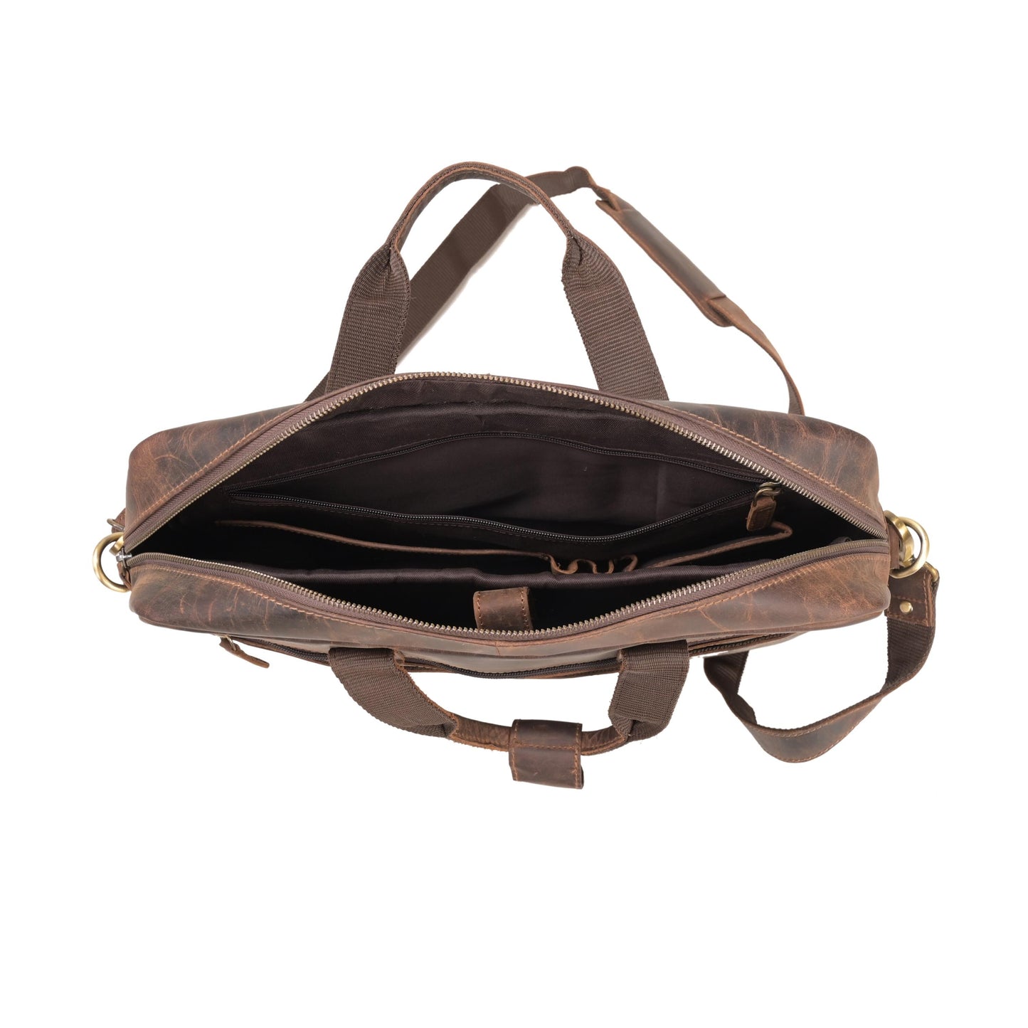 Personalised Leather Laptop Bag | 15" Vintage Briefcase with Strap