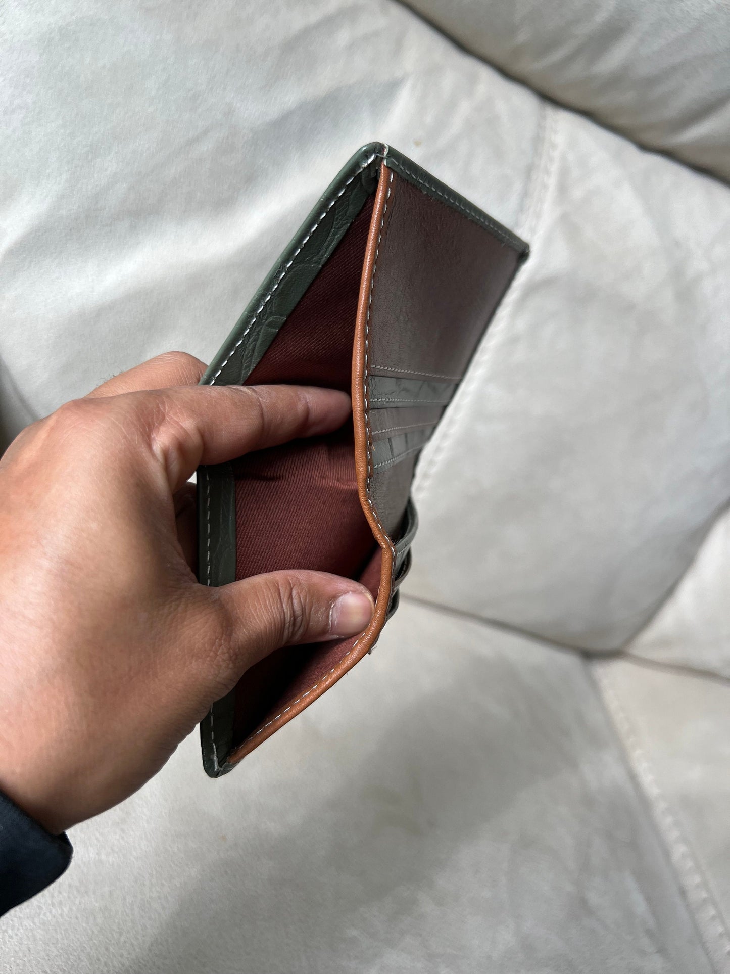 Handmade Real Leather Wallet for Men | Super Slim Leather Wallet | Crocodile Immitate Leather Wallet | Personalisable Leather Wallet