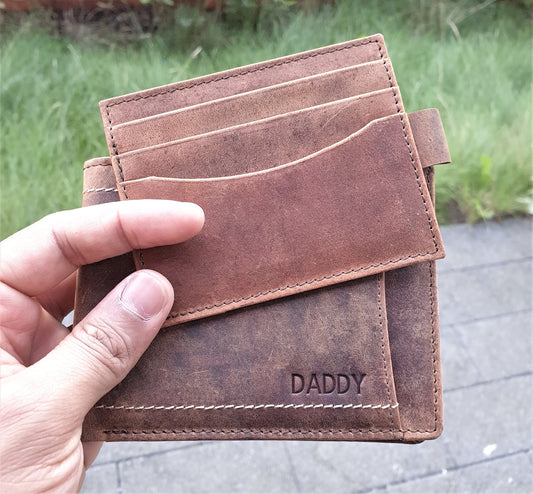 Personalised Handmade Top Grain Leather Wallet for Men, RFID Men's Girls Real Leather Wallet, Birthday, Anniversary Graduation Gift
