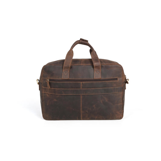 Personalised Leather Laptop Bag | 15" Vintage Briefcase with Strap