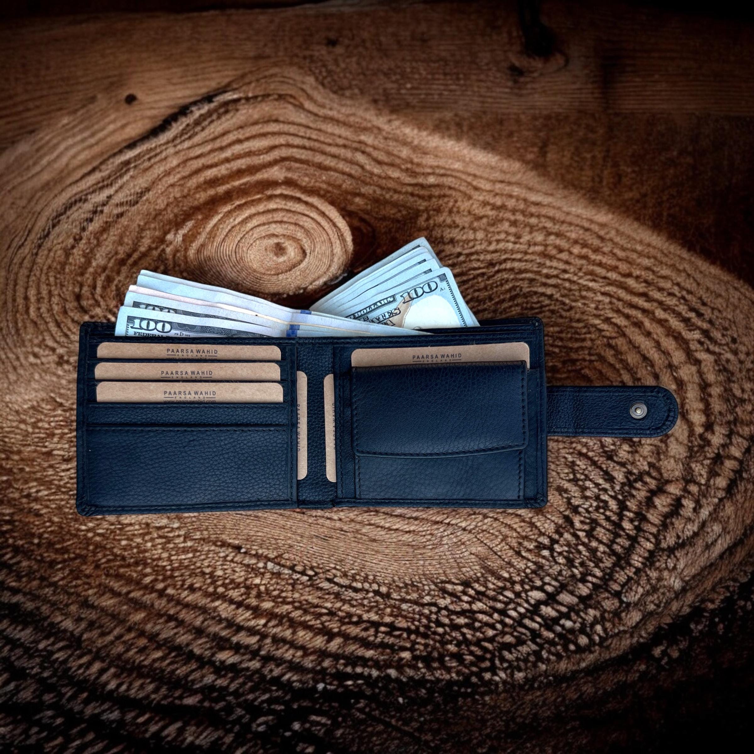 Personalised Leather Wallet | Custom Engraved RFID Wallet | Gift for Him | Birthday, Anniversary, Groomsmen, Dad | Optional Wooden Gift Box