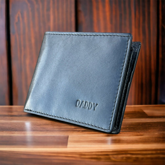 Personalised Black Soft Leather Wallet | Gift For Dad | Perfect Gift For Husband, Low Price High Quality Christmas Gift For Men, Gift Bagged