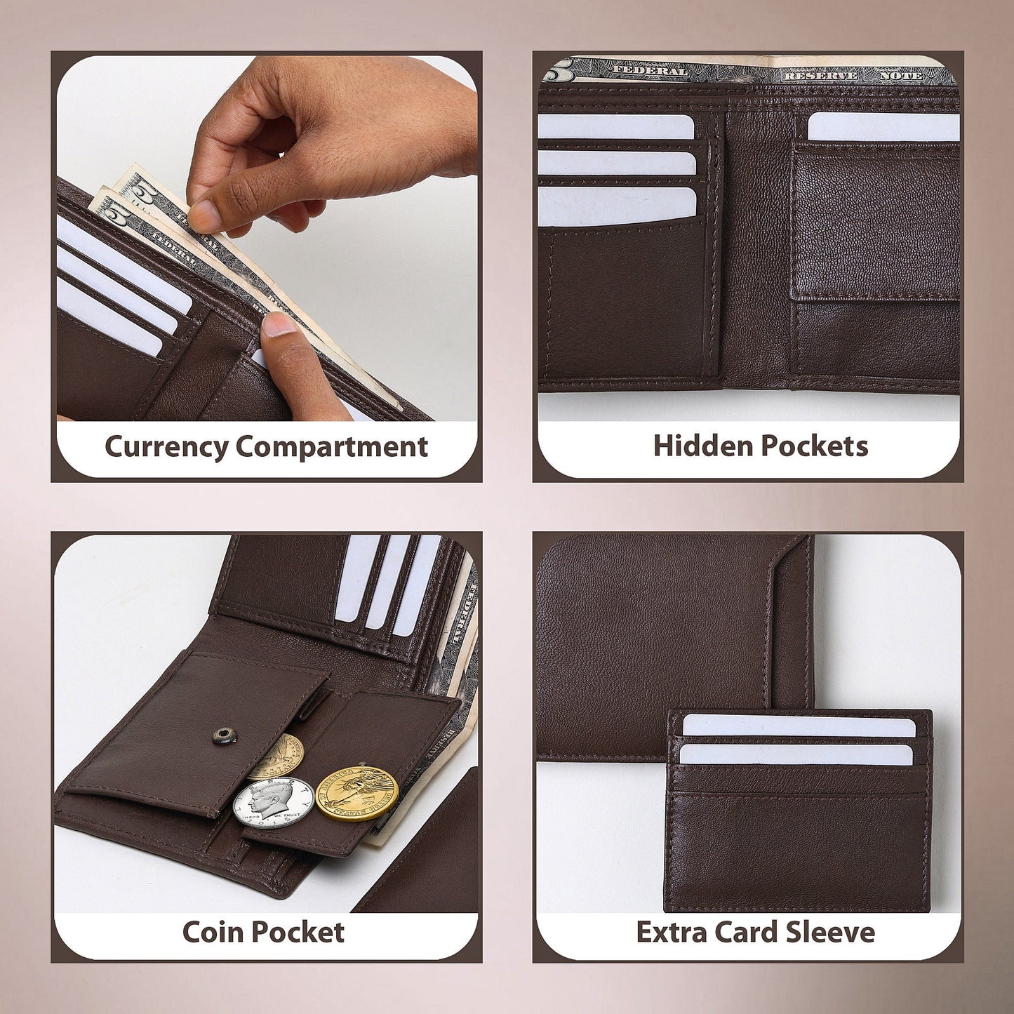 Handmade Real Leather Wallet for Men and Women | Personalised Engrave Name, Initials | Perfect for Gift | Gift Boxed