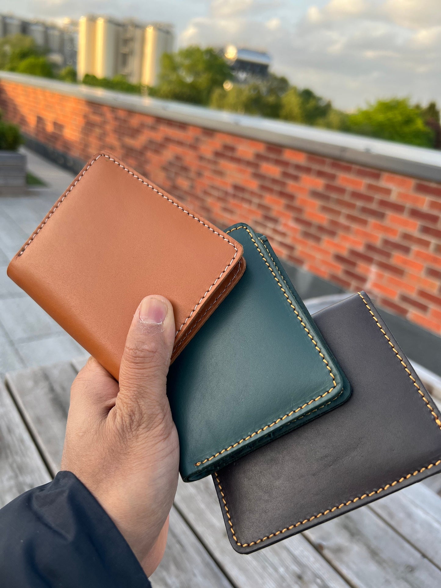 Multocolor Leather Handmade Wallet for Men Women, Genuine Leather Men's Wallet Super Slim Ultra Thin Unisex Wallet