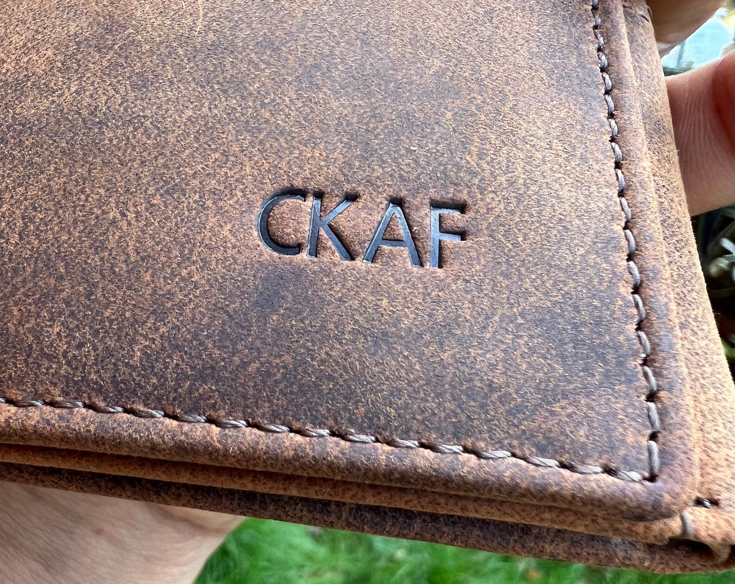 Personalised Tri fold Leather Wallet, RFID Safe Mens Slim Wallet, Handmade Groomsmen, Anniversary, Birthday, Father’s Day, Christmas Gift