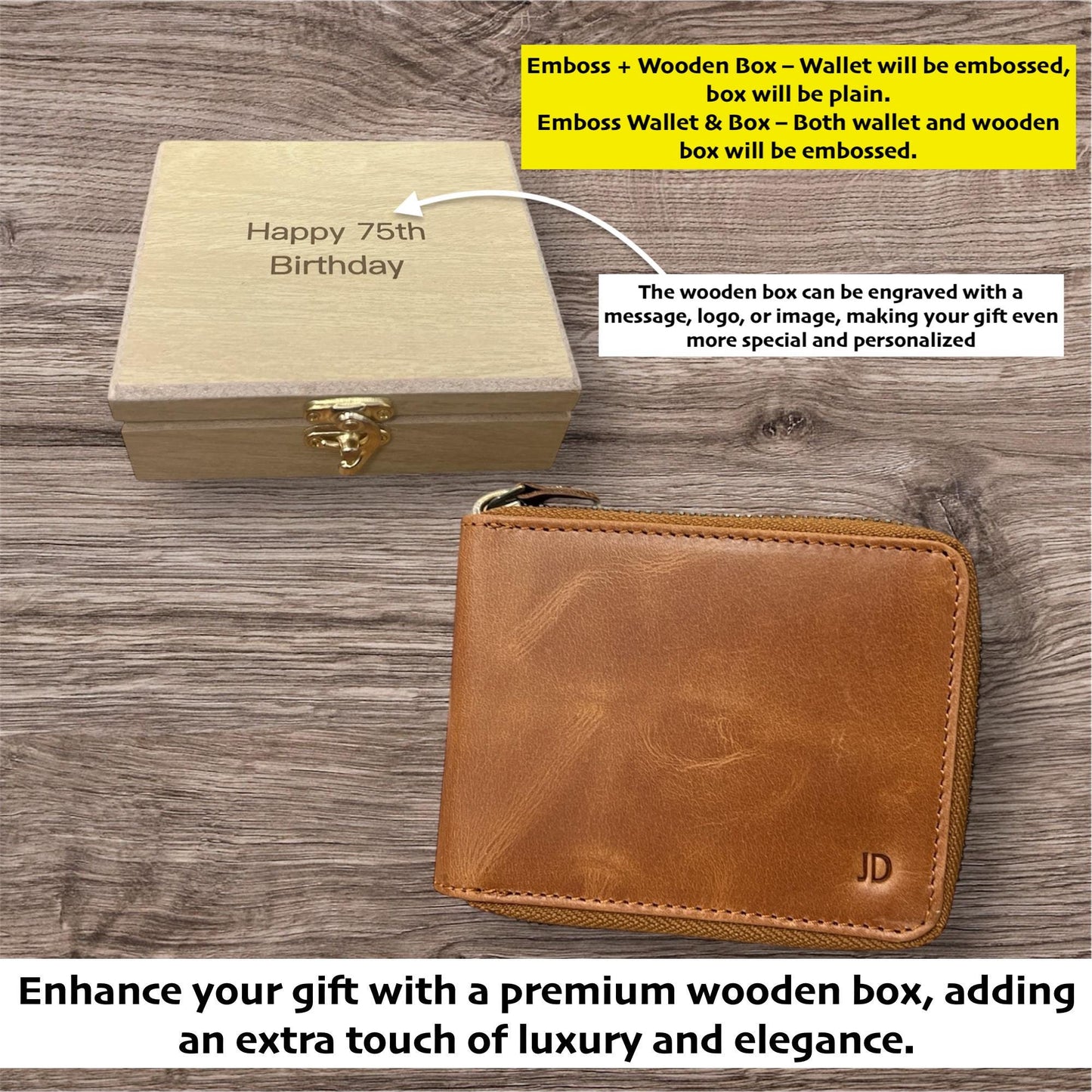 Handmade Leather Zip Wallet – Personalised Premium RFID Wallet for Men & Women – Perfect Gift