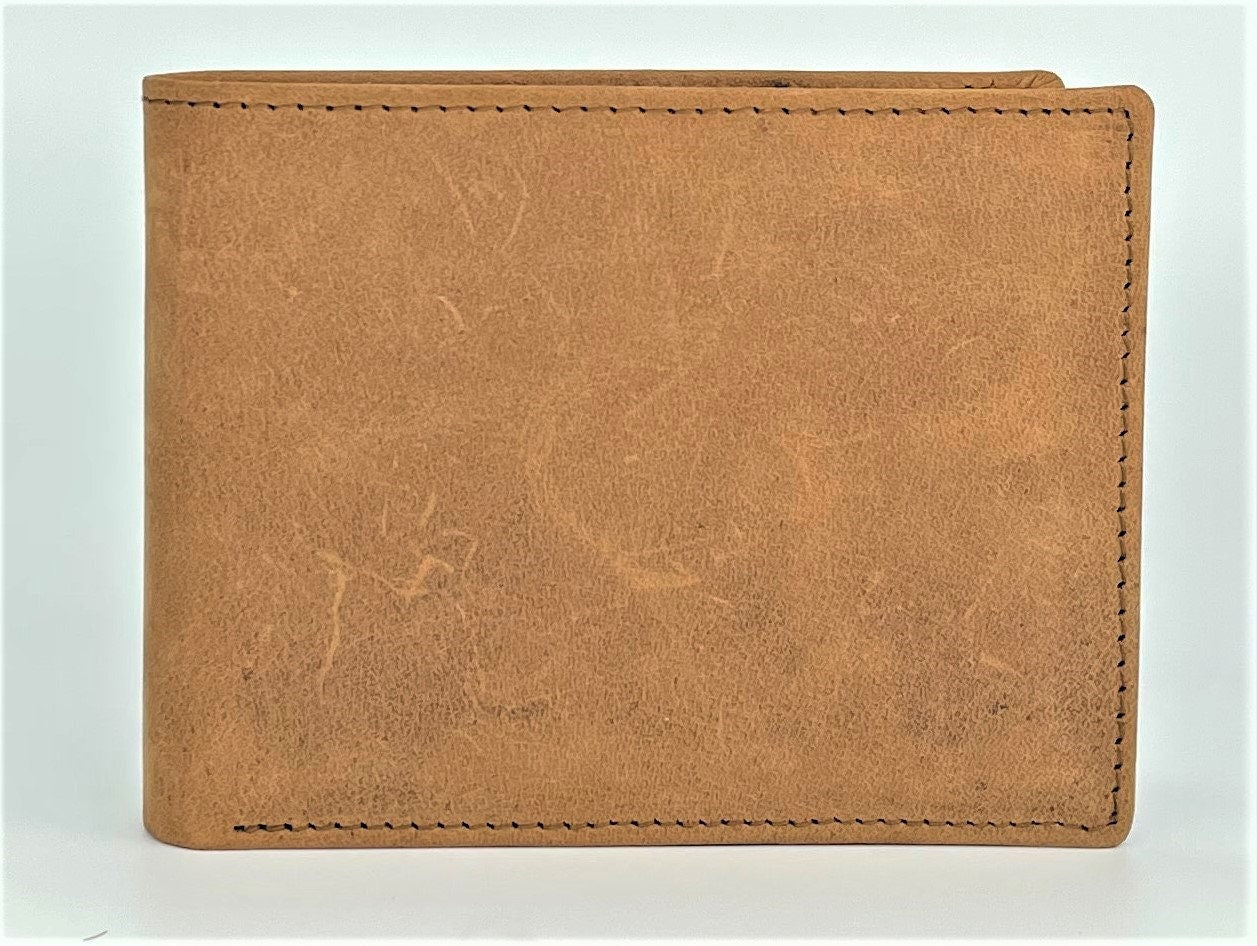 Personalised Genuine Leather Wallet Men, Handmade Slim Hunter Leather Wallet, Gift Bag Packed, Full Grain Leather Wallet