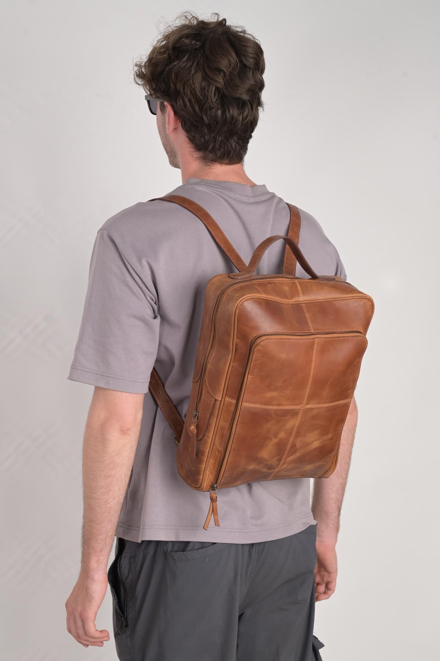 Personalised Leather Backpack, Handmade Office Laptop Bag, Work Bag, Tan High Quality Leather Bag, Gift For Him, Christmas, Anniversary Gift