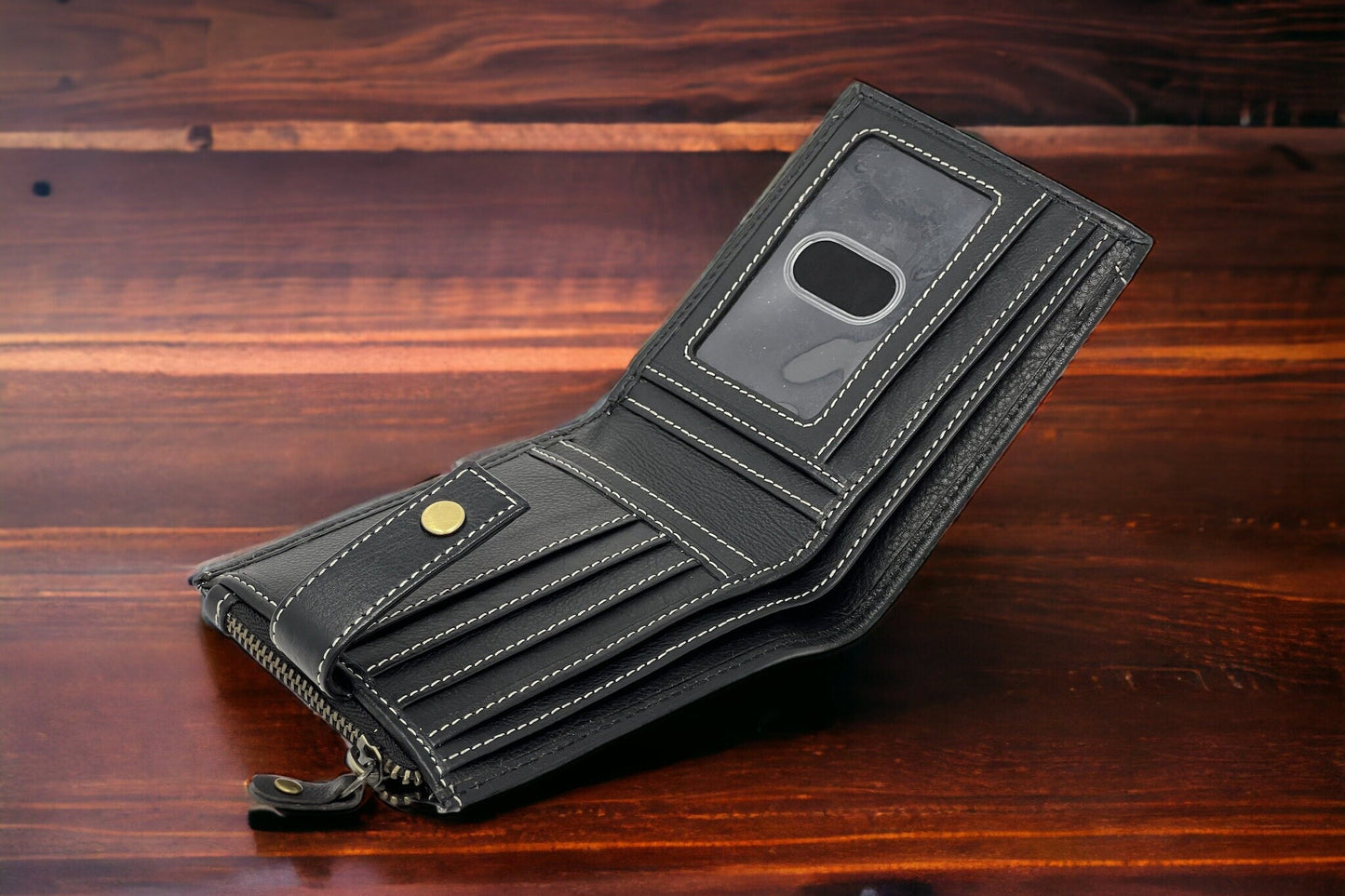 Personalised Soft Black Leather Wallet For men and Women | Uniquely Designed Real Leather RFID Wallet | Perfect Christmas, Birthday Gift