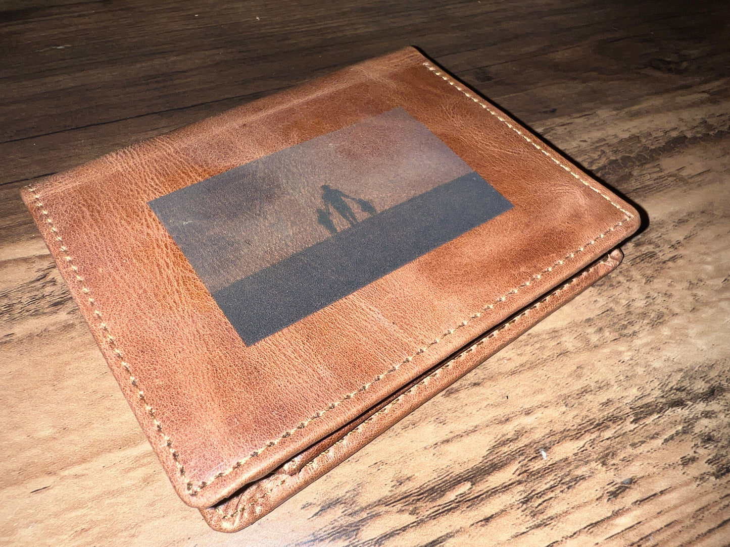 Personalised Handmade Mens Wallet | Real Leather Small Wallet | Engrave Name Message and Photo On the Wallet | Gift For Dad | Groomsmen Gift