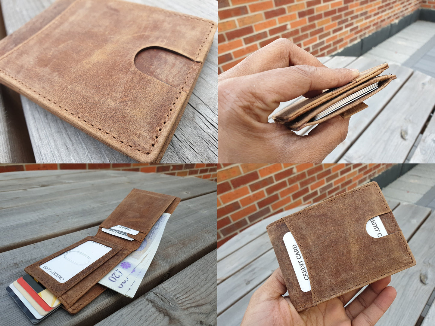 Handmade Real Leather Wallet | Slim Credit Card Cash Wallet | Engrave Name or Initials |Perfect Gift
