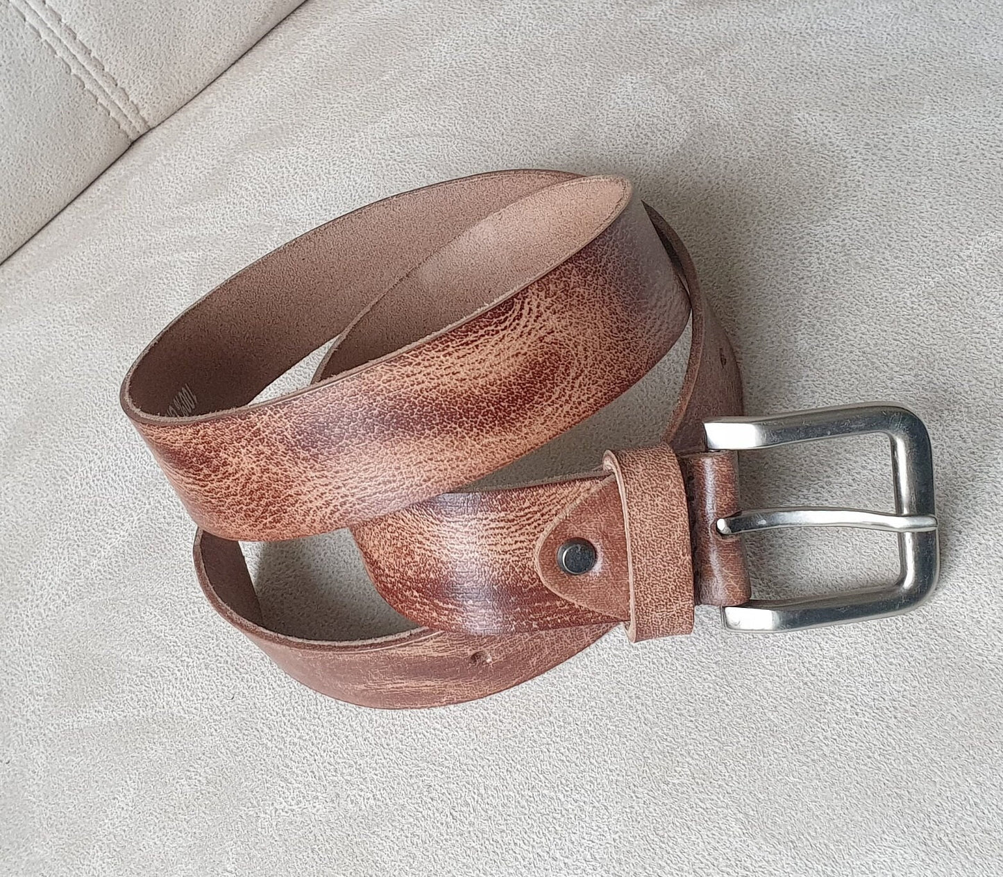 Personalised Hand stitched Full Grain Men's Leather Belt | 100% Real Leather Belt For Men | 40 mm Wide | Alloy Buckle | Handmade Gift Bag