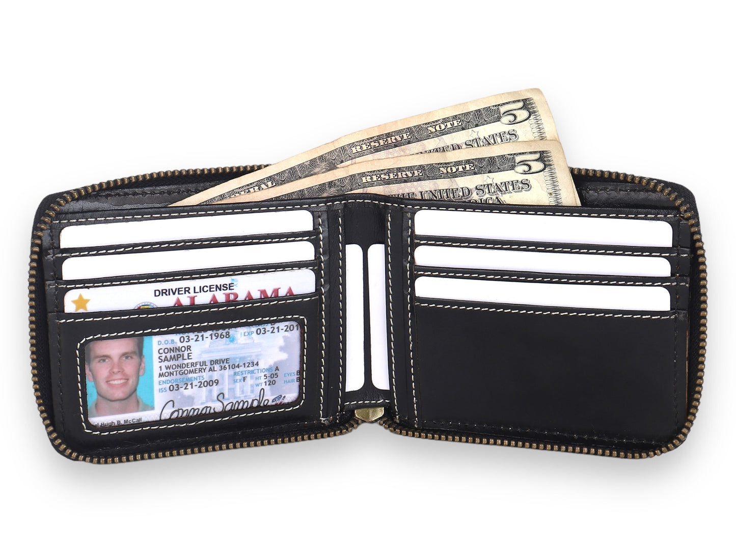 Personalised Wallet | Brown Wallet | Round Zipper Personalized Custom Wallet | RFID Safe | Anniversary, Birthday, Groomsmen, Christmas Gift