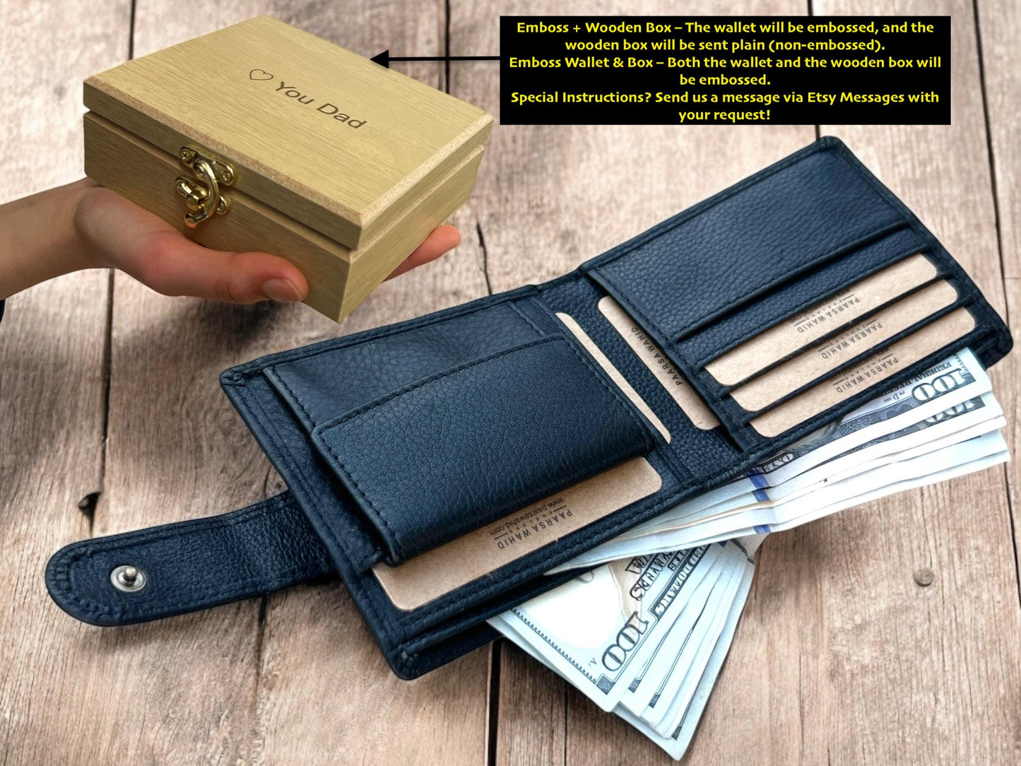 Personalised Leather Wallet for Men – Premium Quality Christmas Gift for Him, Boxed