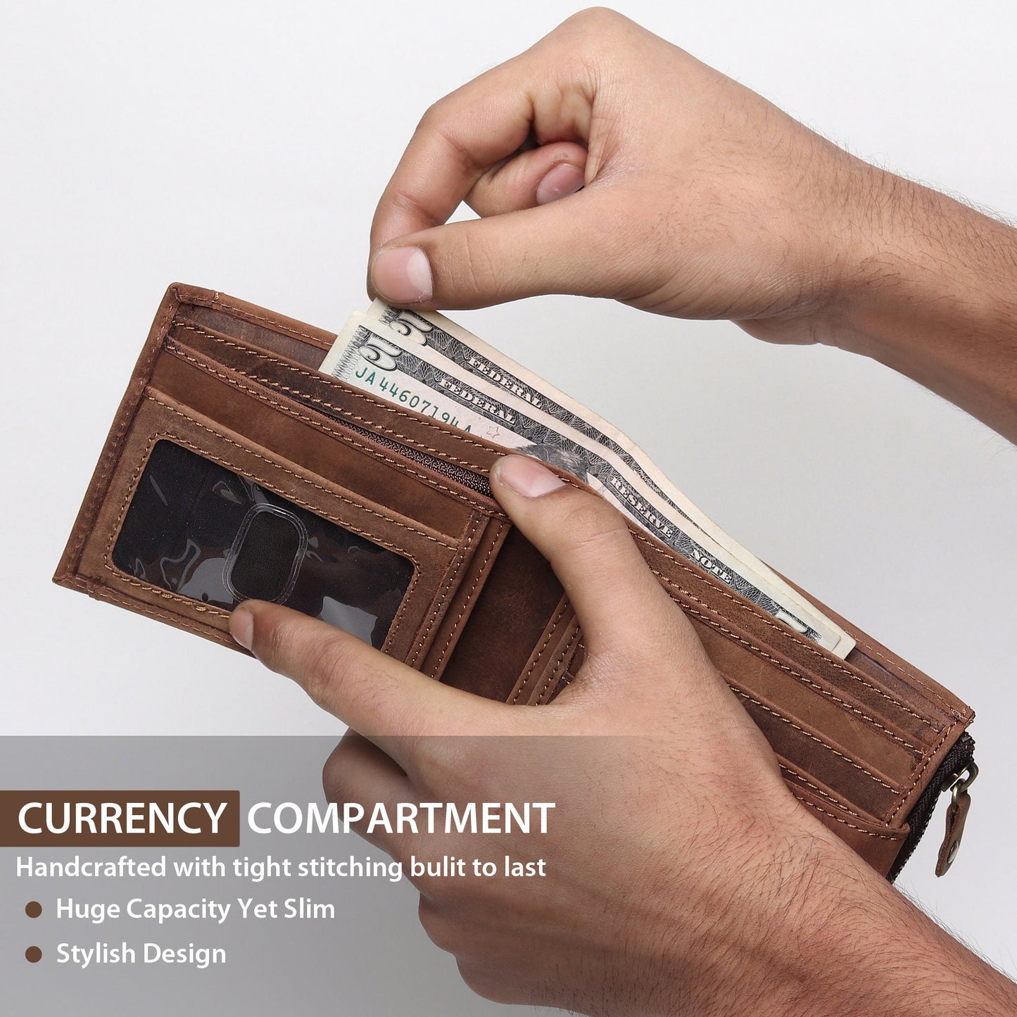 Personalised RFID Safe Men Women Leather Wallet | Zip Handmade Wallet | Anniversary Birthday Gift | Father's Day Gift