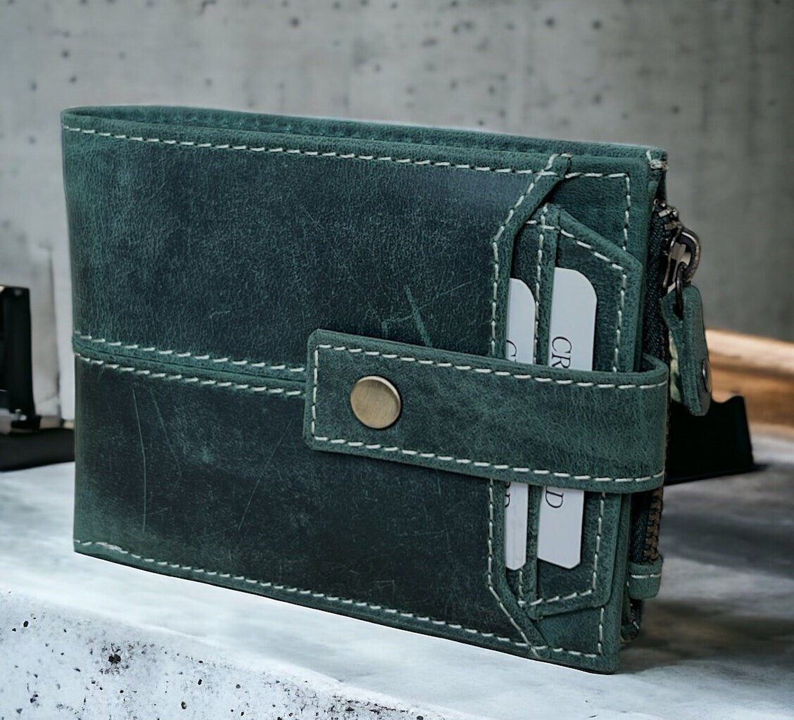 Personalised Real Leather Wallet, RFID Men's Women’s Genuine Leather Zipper Wallet,  Unique Design Best Quality, Birthday Christmas Gift