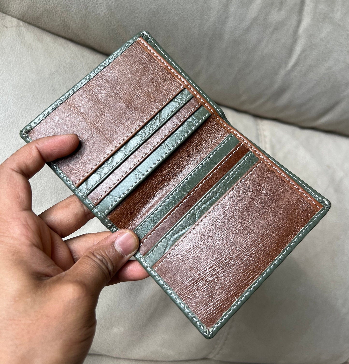 Handmade Real Leather Wallet for Men | Super Slim Leather Wallet | Crocodile Immitate Leather Wallet | Personalisable Leather Wallet