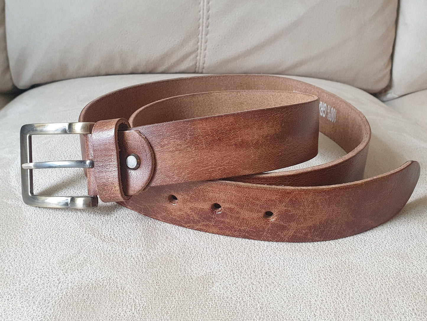 Personalised Hand stitched Full Grain Men's Leather Belt | 100% Real Leather Belt For Men | 40 mm Wide | Alloy Buckle | Handmade Gift Bag