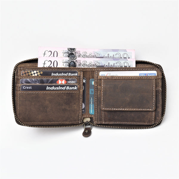 Handmade Leather Wallet | Unisex Zipper Wallet | RFID Men's Woman's Wallet | Perfect for Birthday Anniversary, Father’s Day Groomsmen Gift