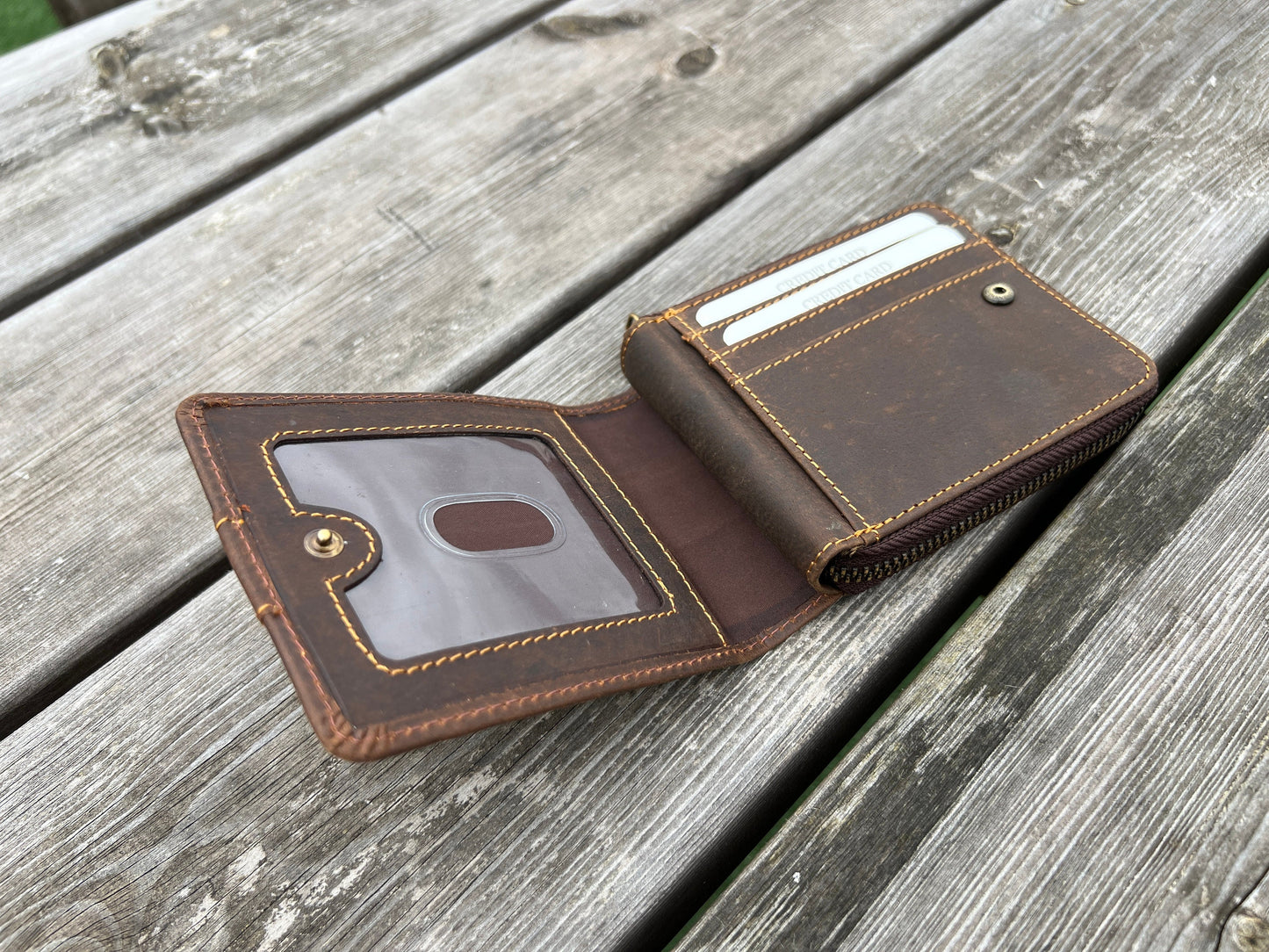 Handmade Men’s Women’s RFID Real Leather Wallet | Pure Leather Zipper Wallet | Anniversary, Christmas, Birthday Gift, Gift Boxed & Bagged