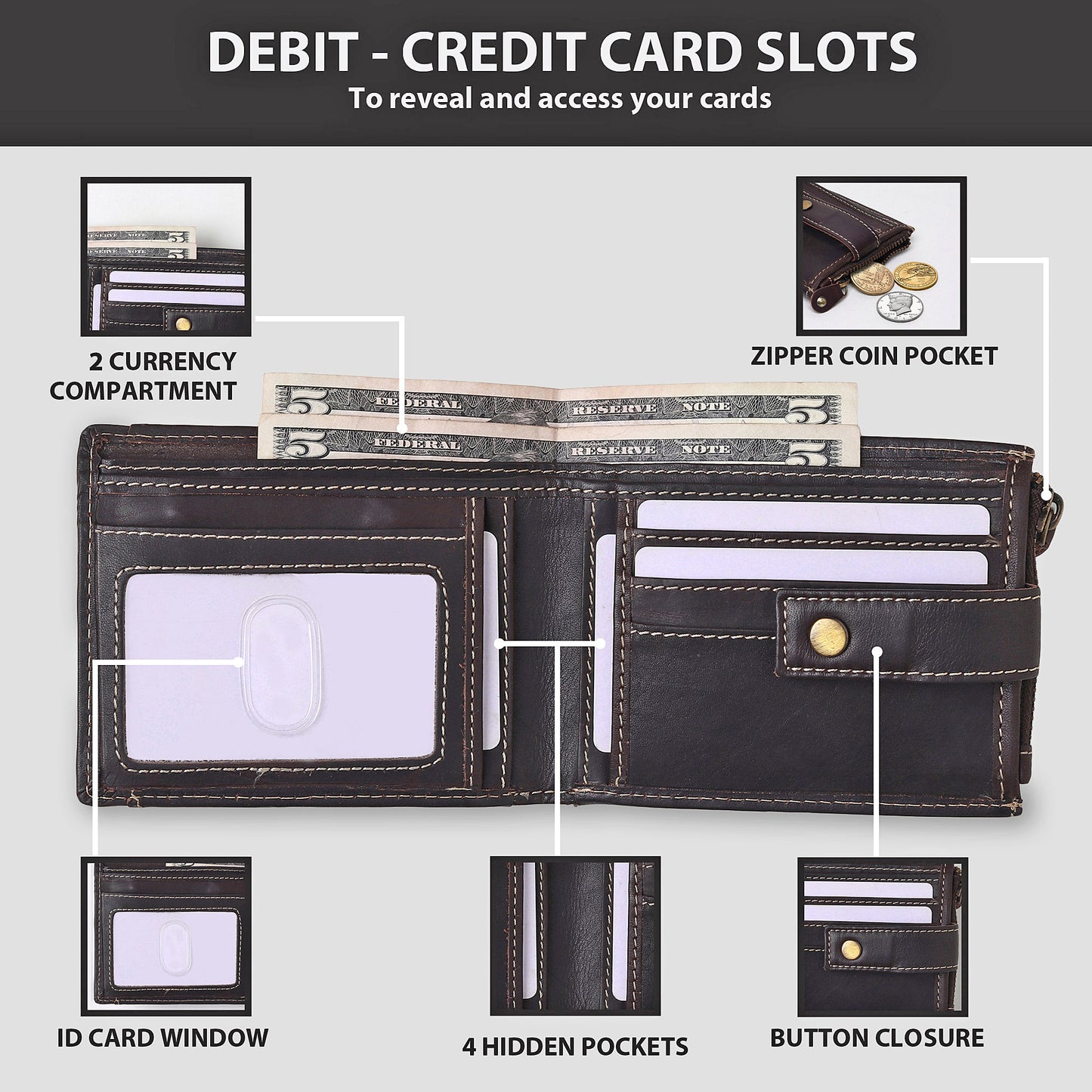 Christmas Gift For Him | Personalized Mens Leather Wallet | Custom Personalised Real leather Wallet for Men | Gift For Dad | Birthday Gift