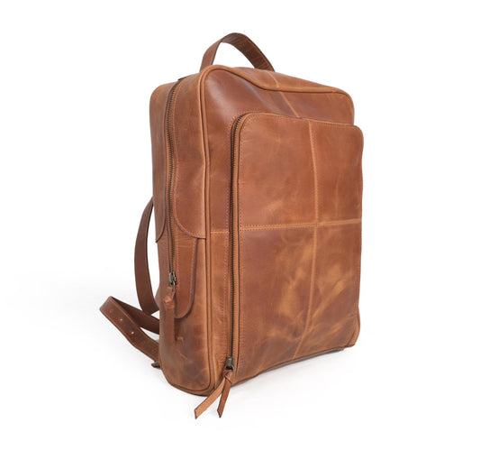 Personalised Leather Backpack, Handmade Office Laptop Bag, Work Bag, Tan High Quality Leather Bag, Gift For Him, Christmas, Anniversary Gift