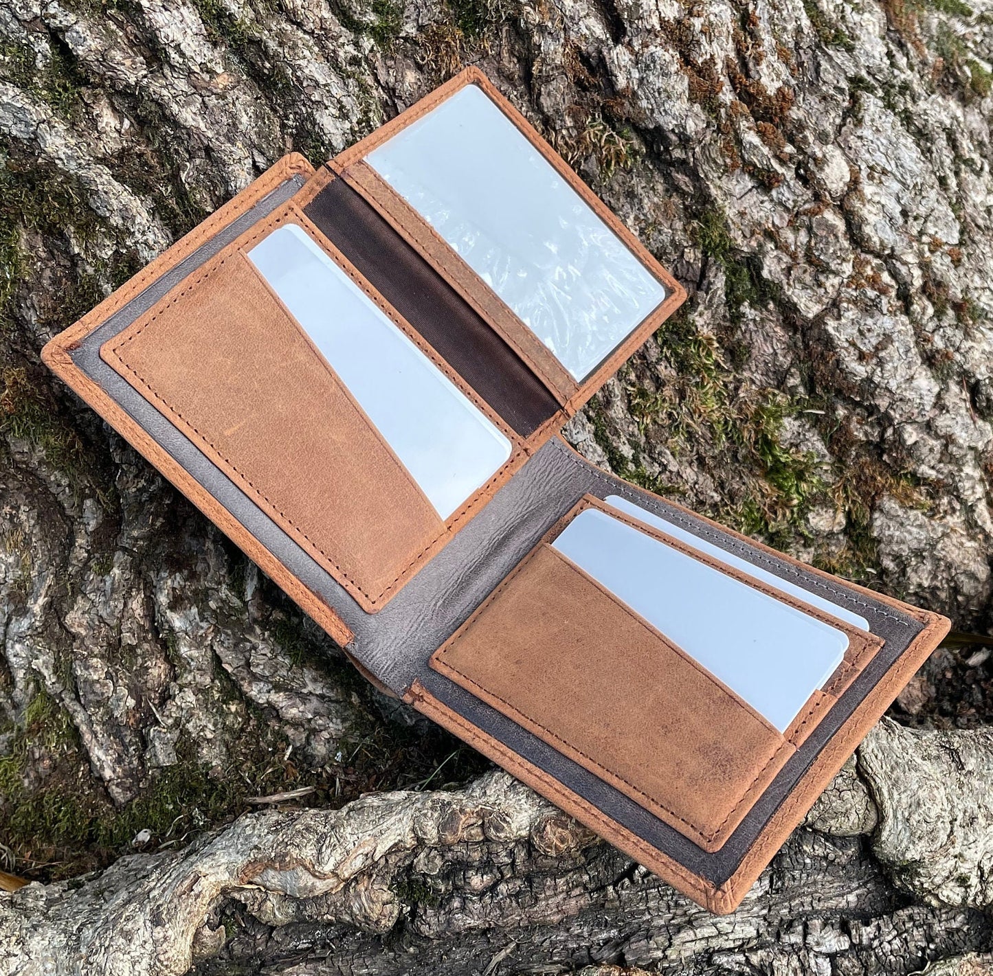 Personalised Genuine Leather Wallet Men, Handmade Slim Hunter Leather Wallet, Gift Bag Packed, Full Grain Leather Wallet